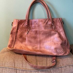 BedStü Tan Rustic Rockaway Leather Handbag Sachel with handles and strap